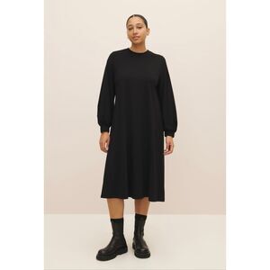 Kowtow Organic Cotton Black Long Sleeve A Line Midi Dress Medium Ethical